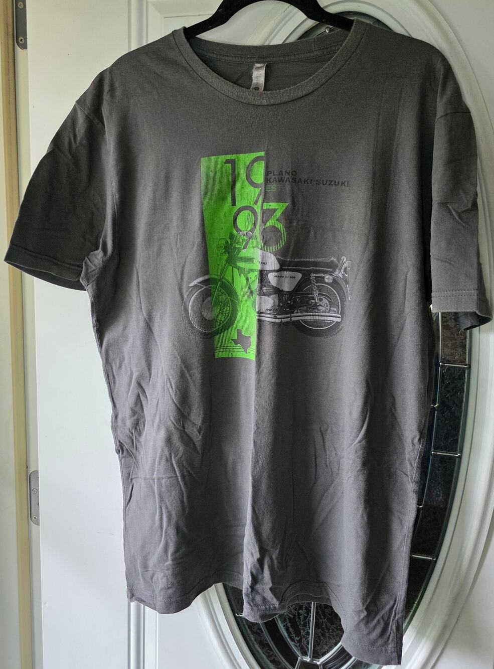 Plano Motorcycle Graphic Tee Mens Large Gray 1903 Bike Short Sleeve